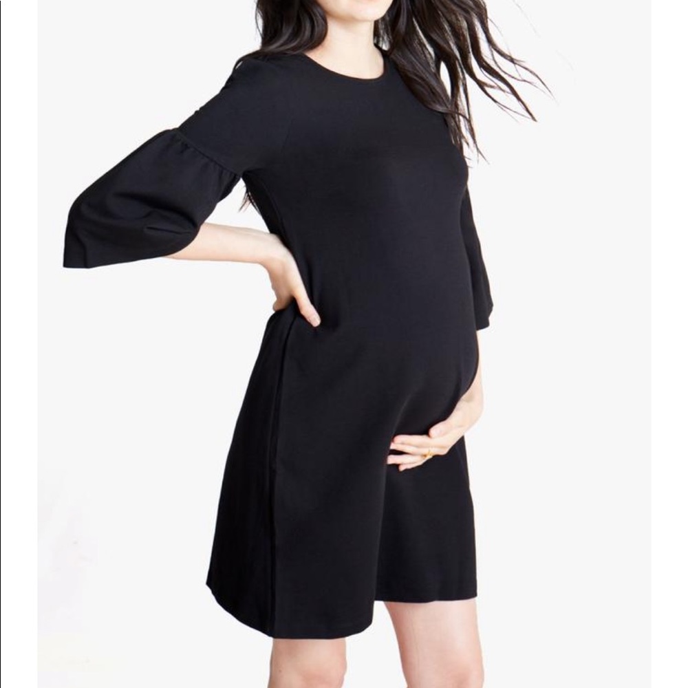 Black Bell Sleeve Maternity Dress